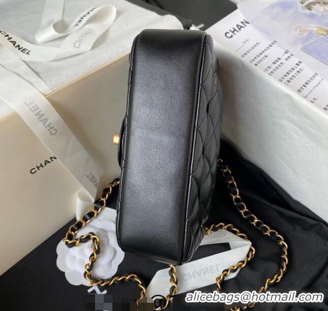 Low Cost Chanel Shiny Lambskin Mini Flap Bag with Chain and Pearls AS4385 Black 2024