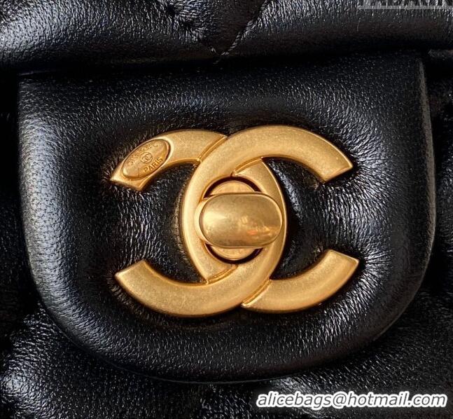 Low Cost Chanel Shiny Lambskin Mini Flap Bag with Chain and Pearls AS4385 Black 2024