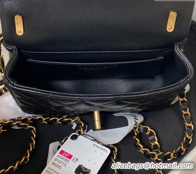 Low Cost Chanel Shiny Lambskin Mini Flap Bag with Chain and Pearls AS4385 Black 2024