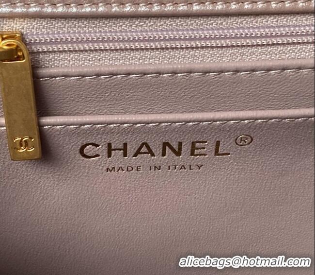 Top Design Chanel Shiny Lambskin Small Flap Bag with Chain and Pearls AS4384 Pink 2024