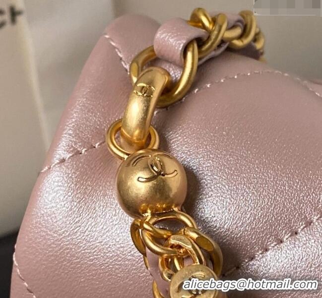 Top Design Chanel Shiny Lambskin Small Flap Bag with Chain and Pearls AS4384 Pink 2024