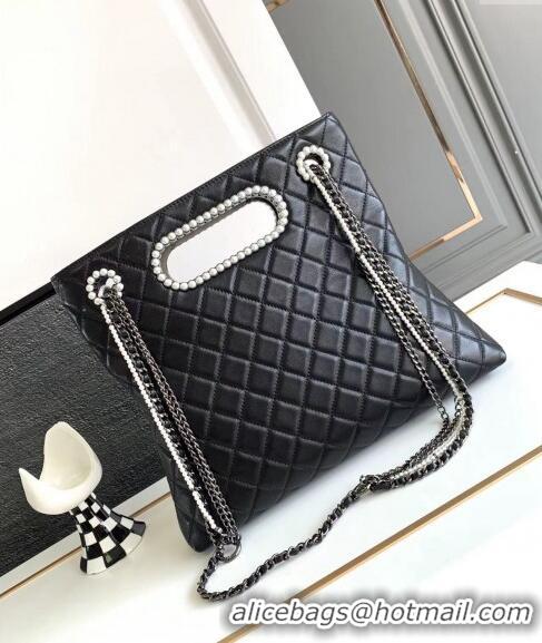 Top Grade Chanel Calfskin Westminsten 31 Bag with Pearls and Chain AS0311 Black 2024