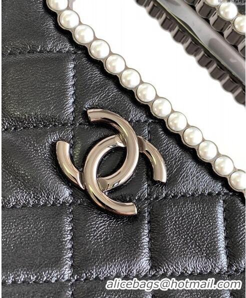 Top Grade Chanel Calfskin Westminsten 31 Bag with Pearls and Chain AS0311 Black 2024