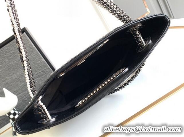 Top Grade Chanel Calfskin Westminsten 31 Bag with Pearls and Chain AS0311 Black 2024