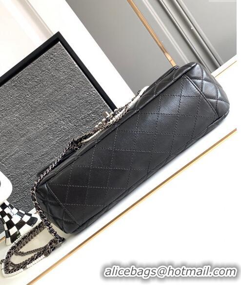 Buy Discount Chanel Calfskin Westminsten Large Flap Bag with Pearls and Chain AS0311 Black 2024