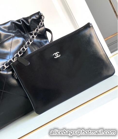 Top Quality Chanel Shiny Calfskin 22 East West Shopping Bag AS4486 Black/Silver 2024