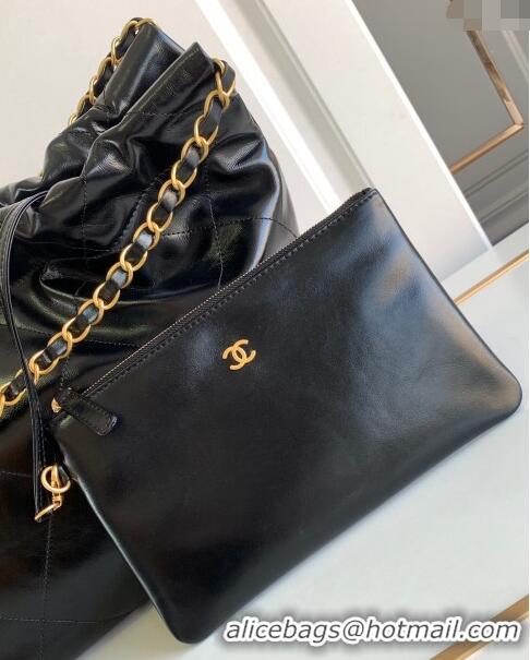 Pretty Style Chanel Shiny Calfskin 22 East West Shopping Bag AS4486 Black/Gold/White 2024