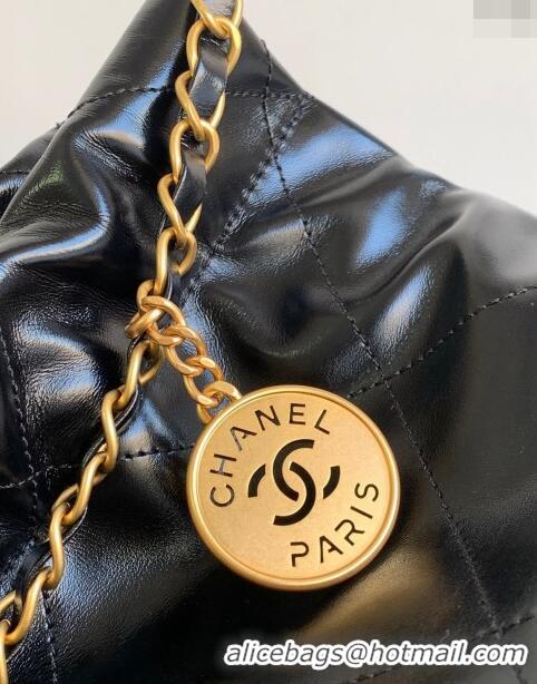 Pretty Style Chanel Shiny Calfskin 22 East West Shopping Bag AS4486 Black/Gold/White 2024