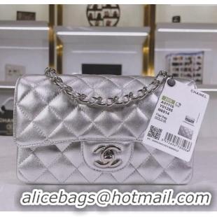 Big Discount Chanel Metallic Calfskin Mini Flap Bag A01116 Silver 2024