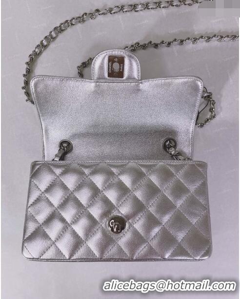 Big Discount Chanel Metallic Calfskin Mini Flap Bag A01116 Silver 2024