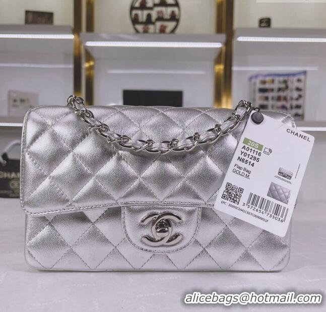 Big Discount Chanel Metallic Calfskin Mini Flap Bag A01116 Silver 2024