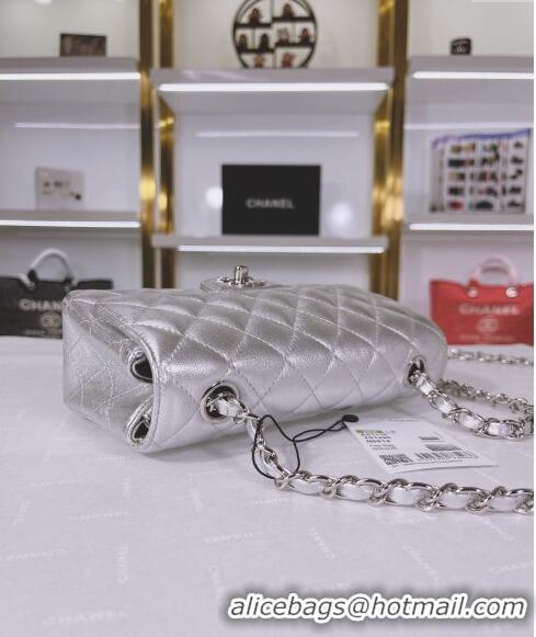 Big Discount Chanel Metallic Calfskin Mini Flap Bag A01116 Silver 2024