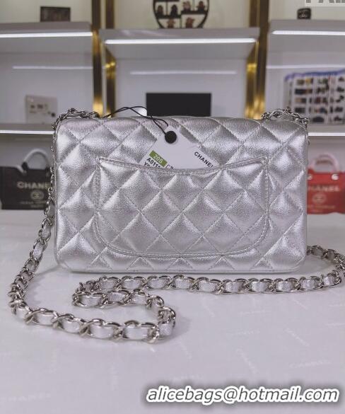 Big Discount Chanel Metallic Calfskin Mini Flap Bag A01116 Silver 2024