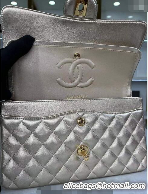 Well Crafted Chanel Metallic Calfskin Medium Flap Bag A01112 Gold 2024