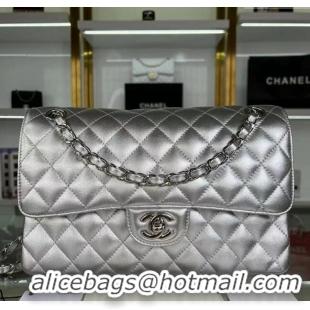 Grade Promotional Chanel Metallic Calfskin Medium Flap Bag A01112 Silver 2024