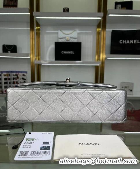 Grade Promotional Chanel Metallic Calfskin Medium Flap Bag A01112 Silver 2024