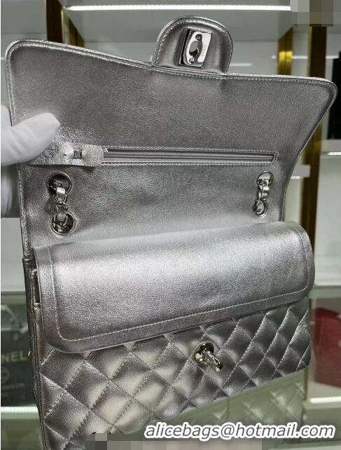 Grade Promotional Chanel Metallic Calfskin Medium Flap Bag A01112 Silver 2024