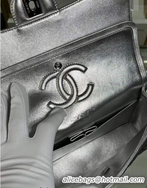 Grade Promotional Chanel Metallic Calfskin Medium Flap Bag A01112 Silver 2024