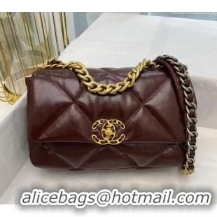 Discount Chanel 19 Shiny Crinkle Calfskin Small Flap Bag AS1160 Burgundy 2024