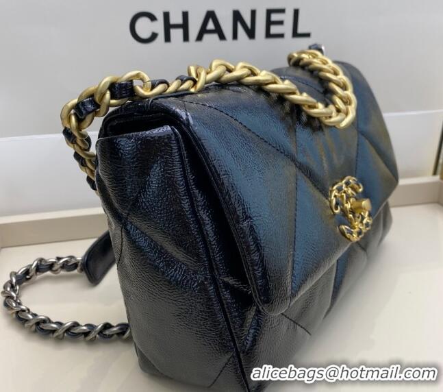 Traditional Specials Chanel 19 Shiny Crinkle Calfskin Small Flap Bag AS1160 Blue 2024