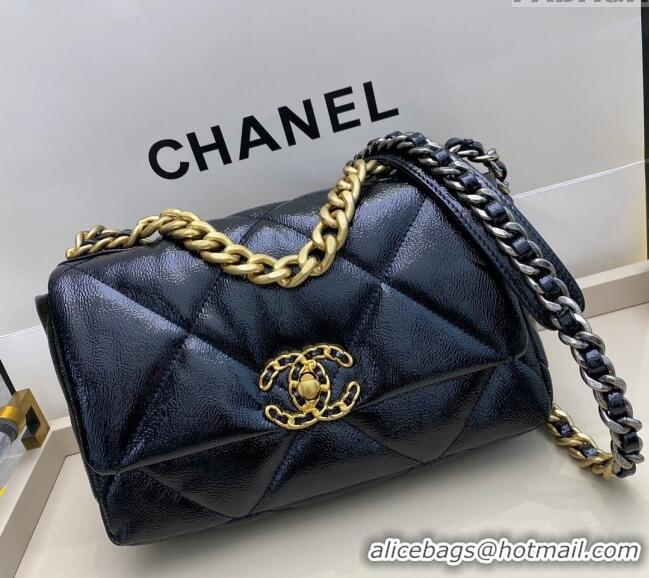 Traditional Specials Chanel 19 Shiny Crinkle Calfskin Small Flap Bag AS1160 Blue 2024