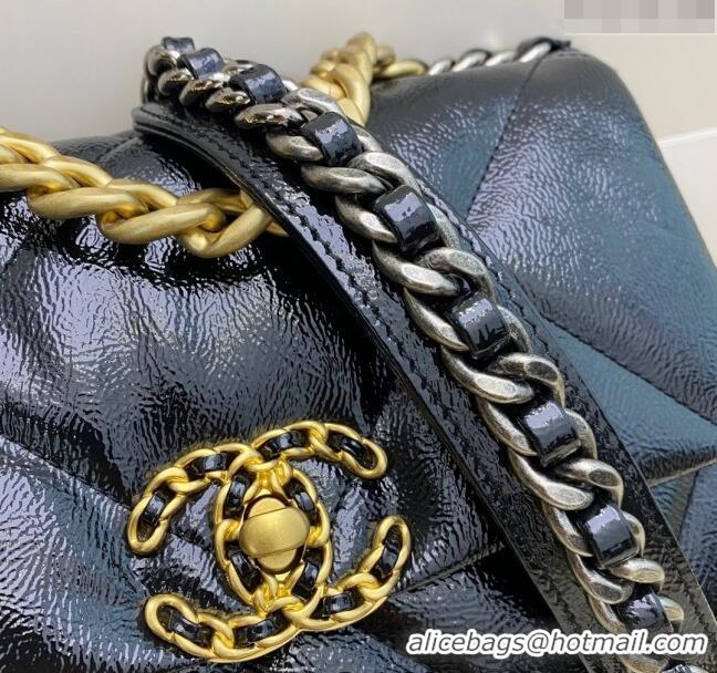 Traditional Specials Chanel 19 Shiny Crinkle Calfskin Small Flap Bag AS1160 Blue 2024