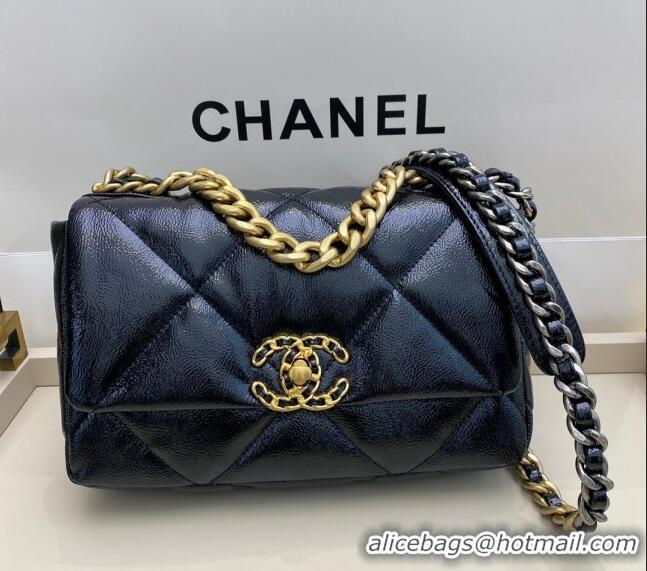 Traditional Specials Chanel 19 Shiny Crinkle Calfskin Small Flap Bag AS1160 Blue 2024