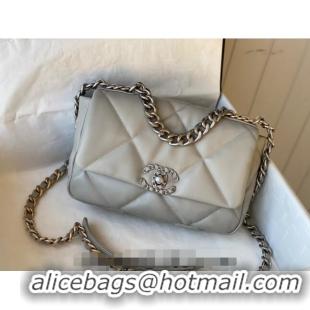 Trendy Design Chanel 19 Shiny Lambskin Small Flap Bag AS1160 Light Grey 2024