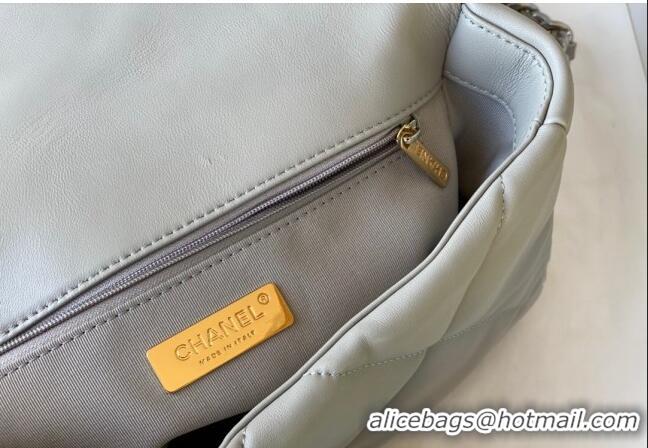 Trendy Design Chanel 19 Shiny Lambskin Small Flap Bag AS1160 Light Grey 2024