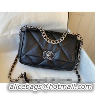 Promotional Chanel 19 Shiny Lambskin Small Flap Bag AS1160 Black/Silver 2024