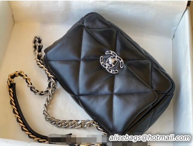 Promotional Chanel 19 Shiny Lambskin Small Flap Bag AS1160 Black/Silver 2024