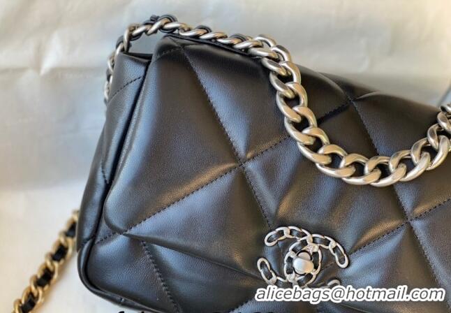 Promotional Chanel 19 Shiny Lambskin Small Flap Bag AS1160 Black/Silver 2024