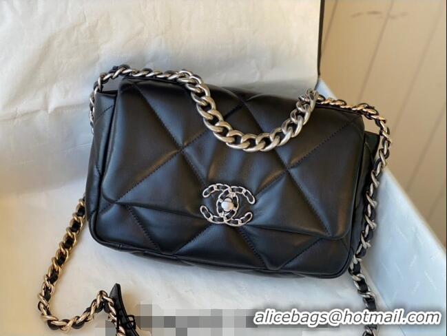 Promotional Chanel 19 Shiny Lambskin Small Flap Bag AS1160 Black/Silver 2024