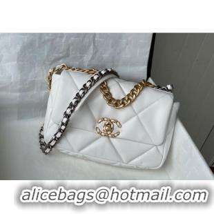 Good Taste Chanel 19 Shiny Lambskin Small Flap Bag AS1160 White 2024