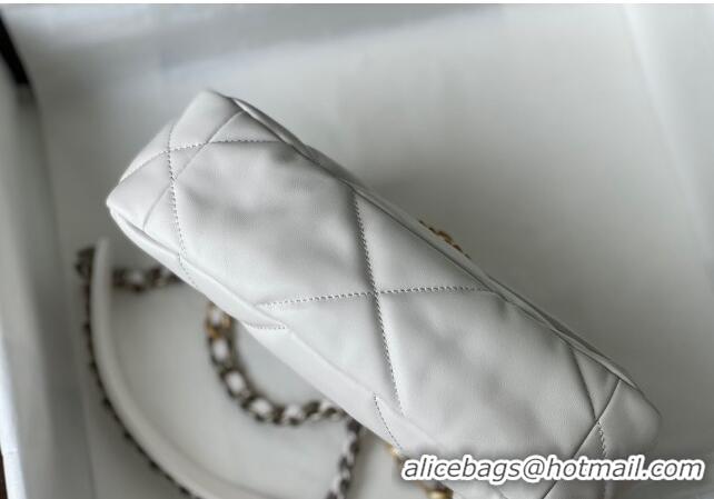 Good Taste Chanel 19 Shiny Lambskin Small Flap Bag AS1160 White 2024