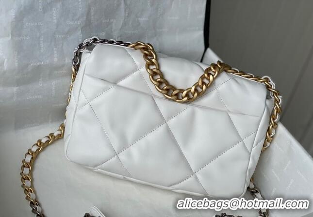 Good Taste Chanel 19 Shiny Lambskin Small Flap Bag AS1160 White 2024