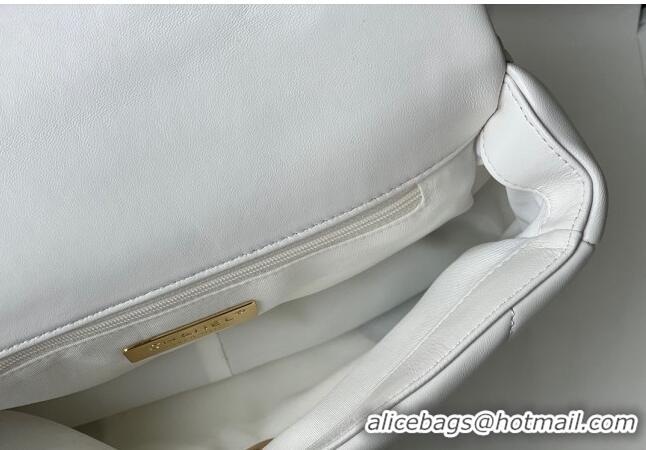 Good Taste Chanel 19 Shiny Lambskin Small Flap Bag AS1160 White 2024