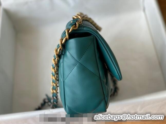 Fashion Grade Chanel 19 Shiny Lambskin Small Flap Bag AS1160 Green/Gold 2024