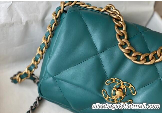 Fashion Grade Chanel 19 Shiny Lambskin Small Flap Bag AS1160 Green/Gold 2024