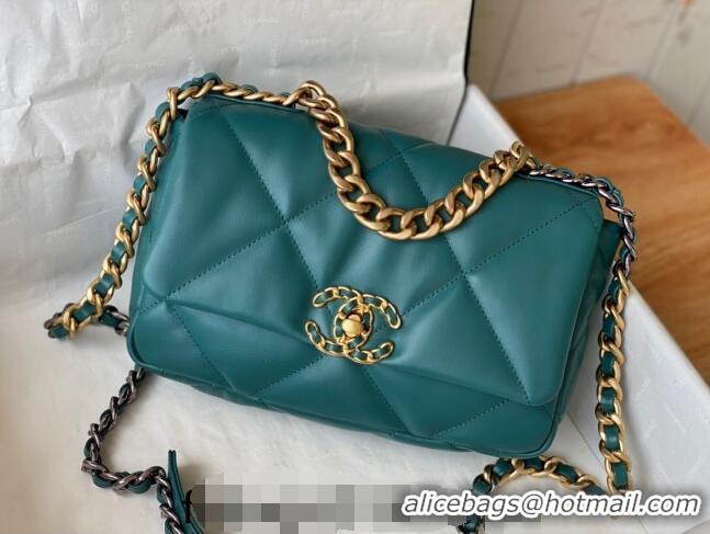 Fashion Grade Chanel 19 Shiny Lambskin Small Flap Bag AS1160 Green/Gold 2024