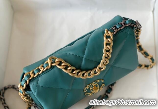 Fashion Grade Chanel 19 Shiny Lambskin Small Flap Bag AS1160 Green/Gold 2024