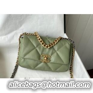 Good Looking Chanel 19 Shiny Lambskin Small Flap Bag AS1160 Light Green 2024