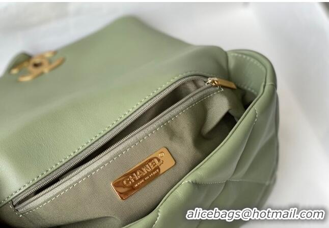 Good Looking Chanel 19 Shiny Lambskin Small Flap Bag AS1160 Light Green 2024