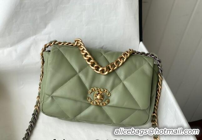 Good Looking Chanel 19 Shiny Lambskin Small Flap Bag AS1160 Light Green 2024