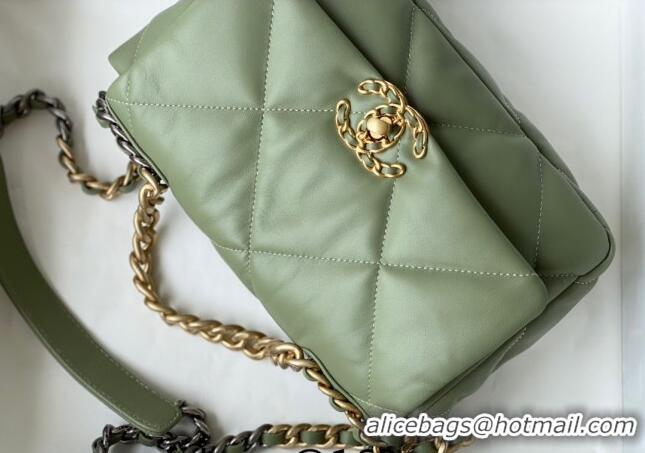 Good Looking Chanel 19 Shiny Lambskin Small Flap Bag AS1160 Light Green 2024