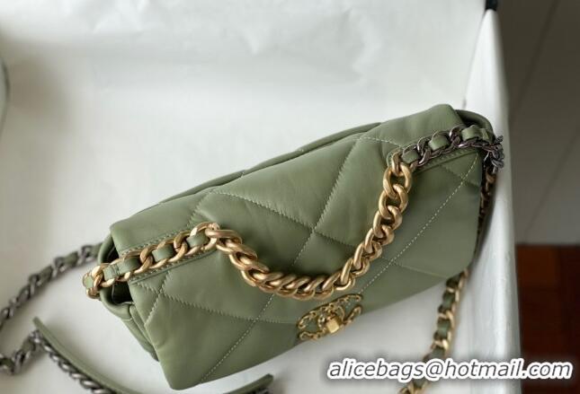 Good Looking Chanel 19 Shiny Lambskin Small Flap Bag AS1160 Light Green 2024