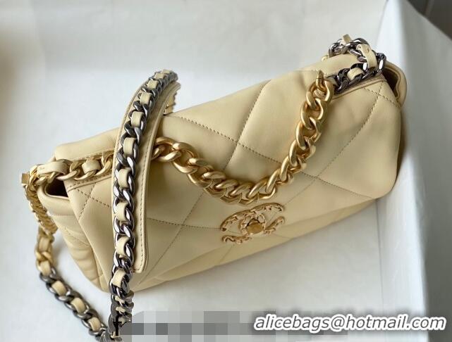 Big Discount Chanel 19 Shiny Lambskin Small Flap Bag AS1160 Light Yellow 2024