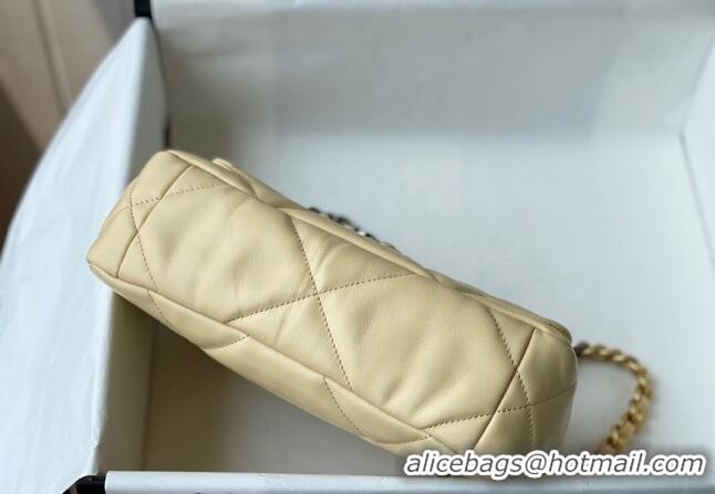 Big Discount Chanel 19 Shiny Lambskin Small Flap Bag AS1160 Light Yellow 2024