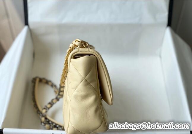 Big Discount Chanel 19 Shiny Lambskin Small Flap Bag AS1160 Light Yellow 2024