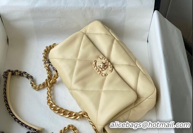 Big Discount Chanel 19 Shiny Lambskin Small Flap Bag AS1160 Light Yellow 2024